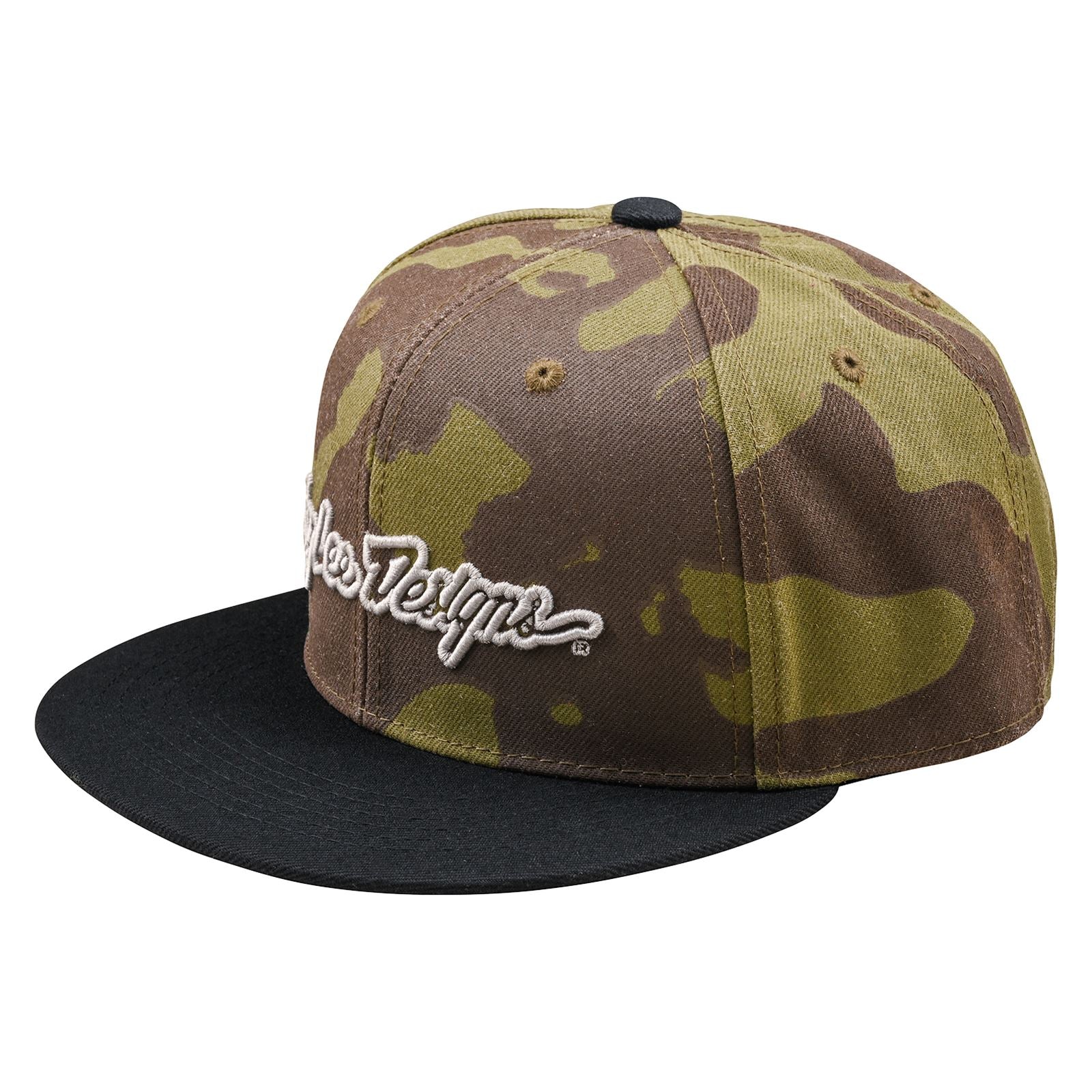 Troy Lee Designs Spring 2025 MX Signature Flat Bill Snapback Cap Olive Camo